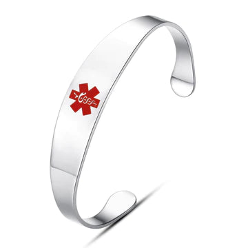 Mihi Stainless Cuff Medical ID bracelet - Diabetes NZ Colab