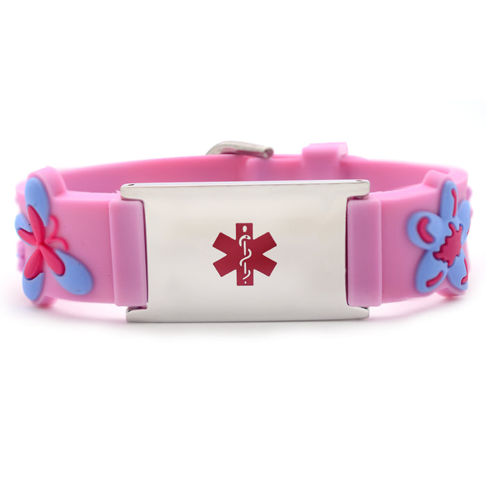 Pink Butterflies Medical ID Bracelet