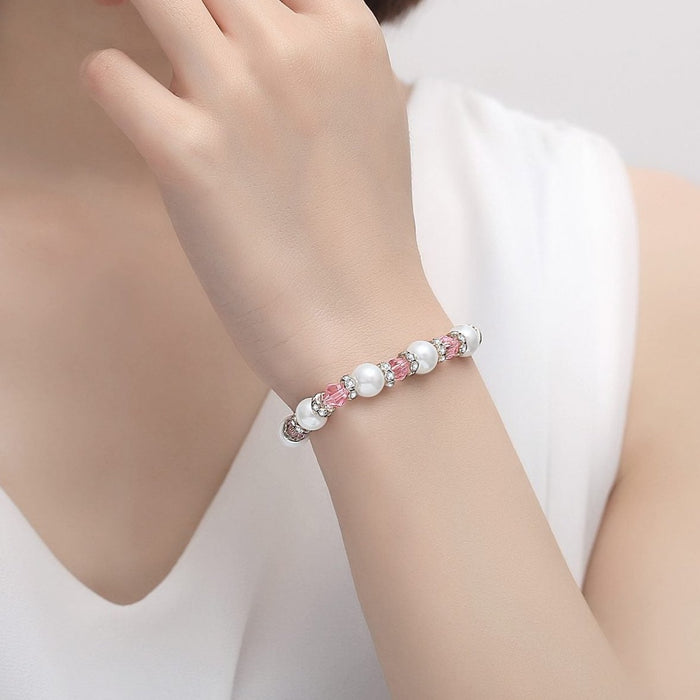 Pink Pearl Stretch Medical ID Bracelet