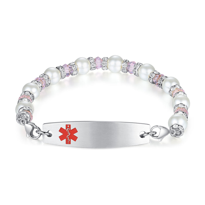 Pink Pearl Stretch Medical ID Bracelet