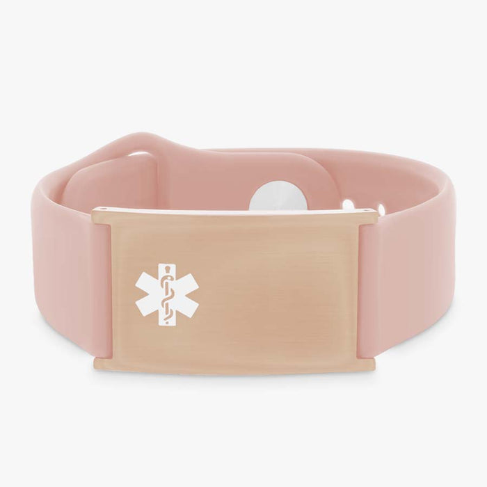 Rose Gold Pink Silicone Medical ID Bracelet