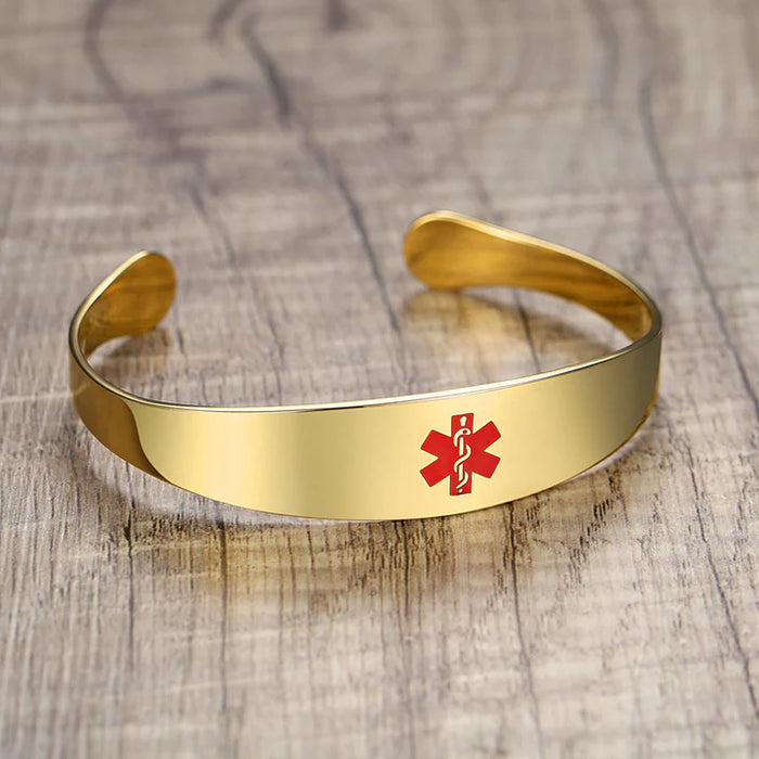 Gold Cuff Medical ID bracelet