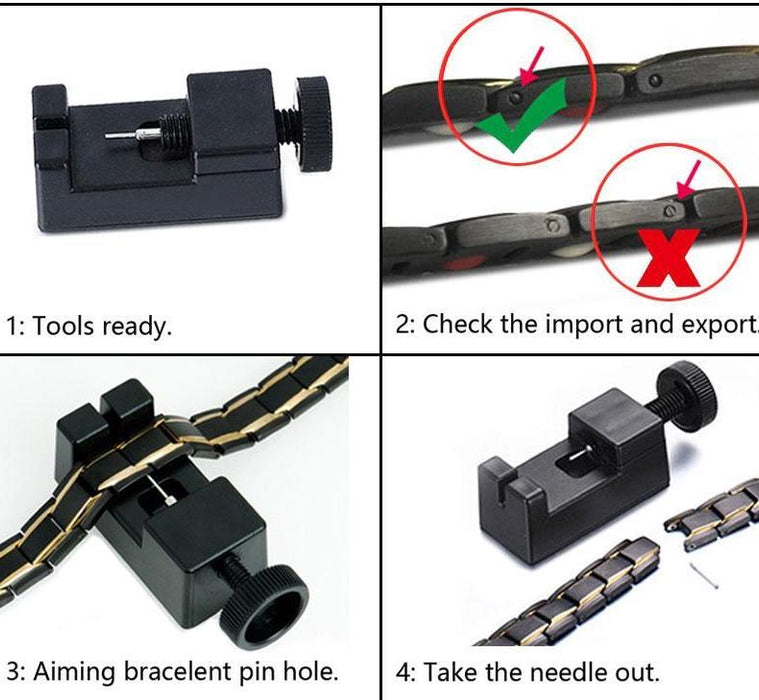 Watch Bracelet Link Pin Removal Tool Watch Band Adjustment Sizing Tool  Wristwatch Straps Remover With 5pcs Reinforced Pins W2397 - AliExpress